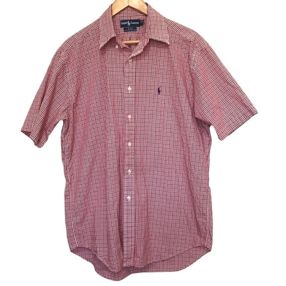 RALPH Lauren red plaid Blake shirt sleeve button down shirt size Medium - Picture 1 of 9